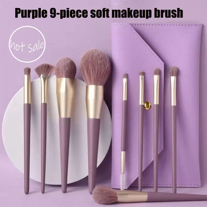 Zestaw 9 pędzli do makijażu, podróżny, miękkie pędzle do podkładu, korektora, konturowania, pudru, blendowania, akcesoria do makijażu