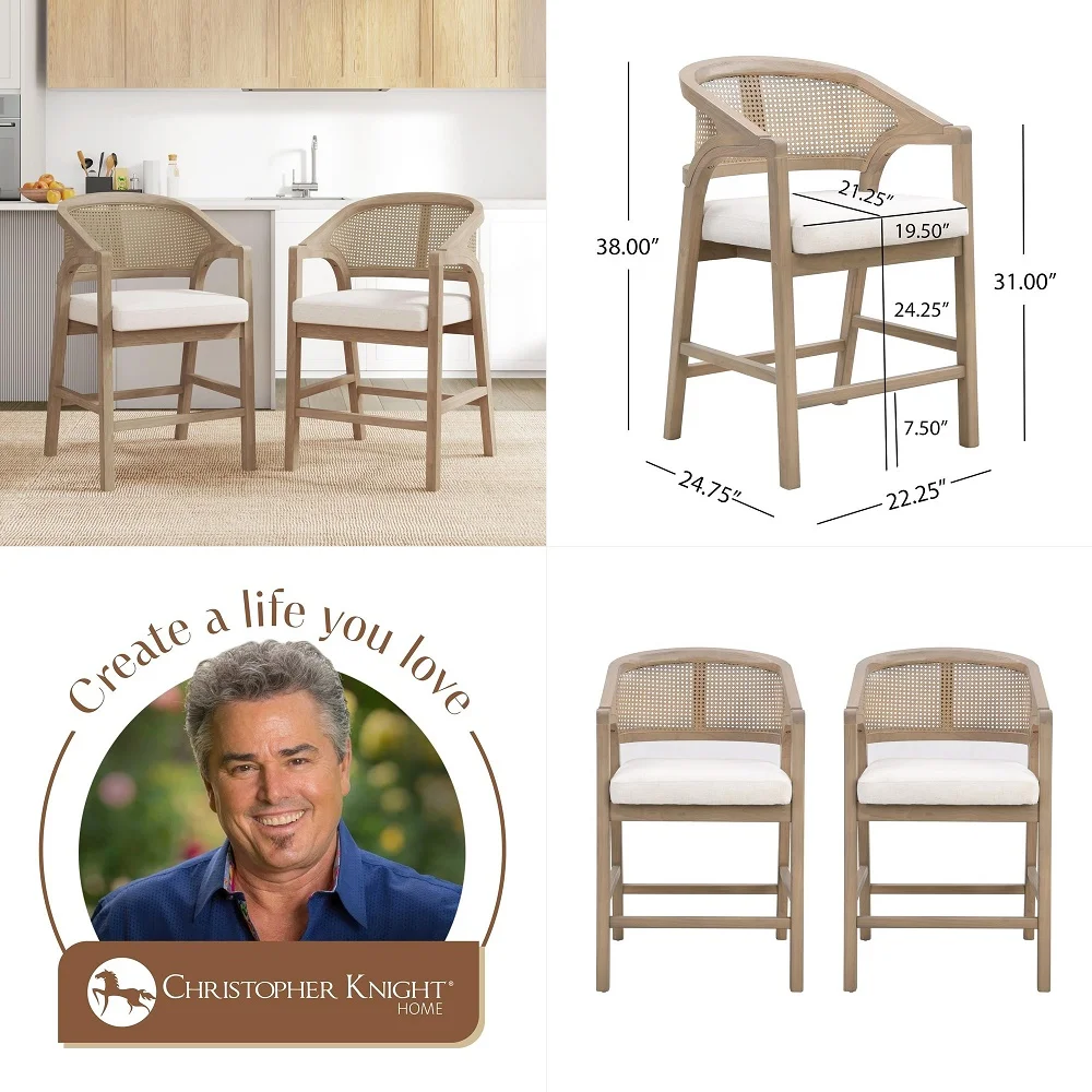 

Bar Stools Set of 4, 30.5 Bar Height Bar stools with Solid Wood Legs, Cushioned Seat, Footrest, for Home, Kitchen Island, Bar 4