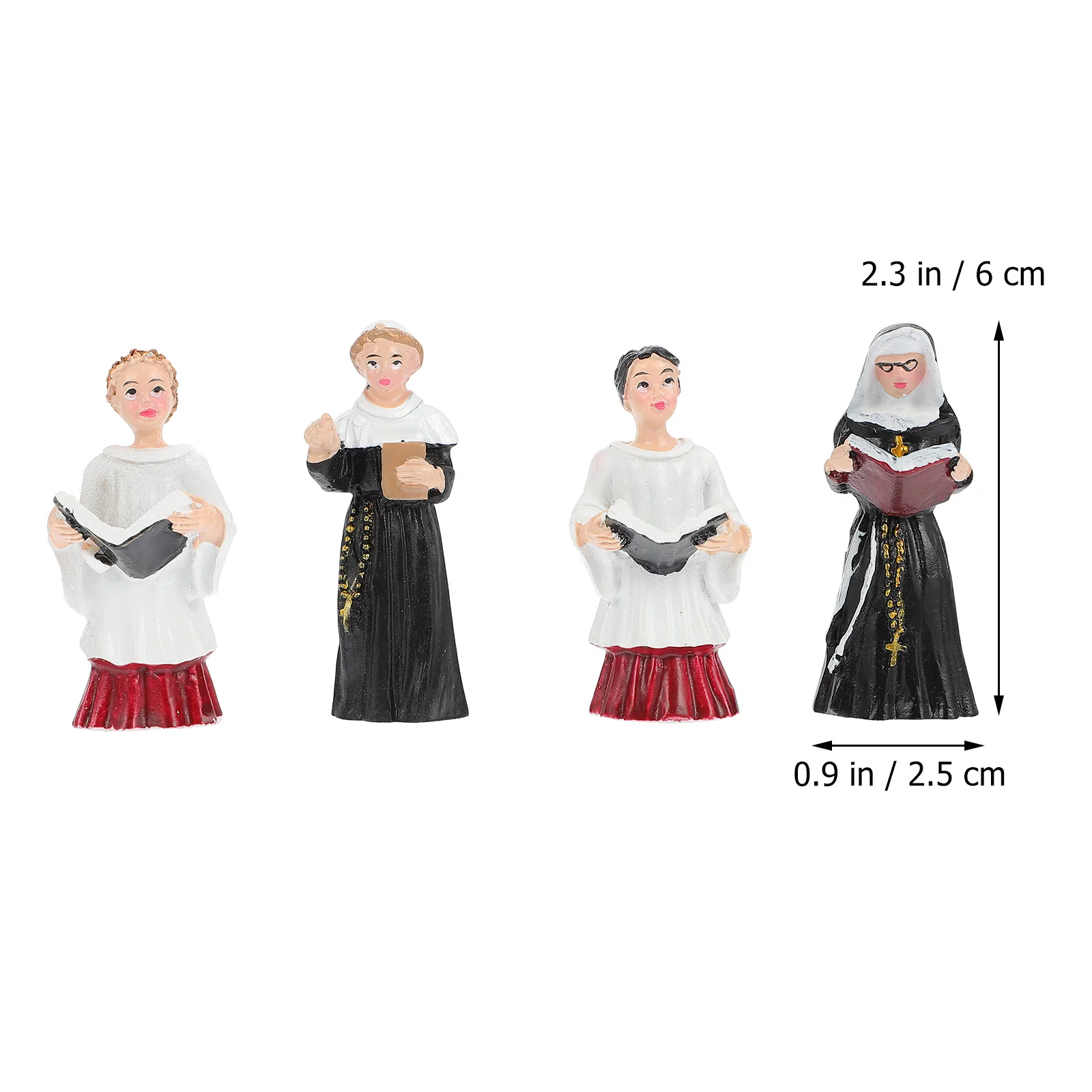 

4Pcs Resin Nun Statues High Quality Creative Chanting Resin Ornaments for Tabletop Garden Scene Chanting Nun Figurine Adorn