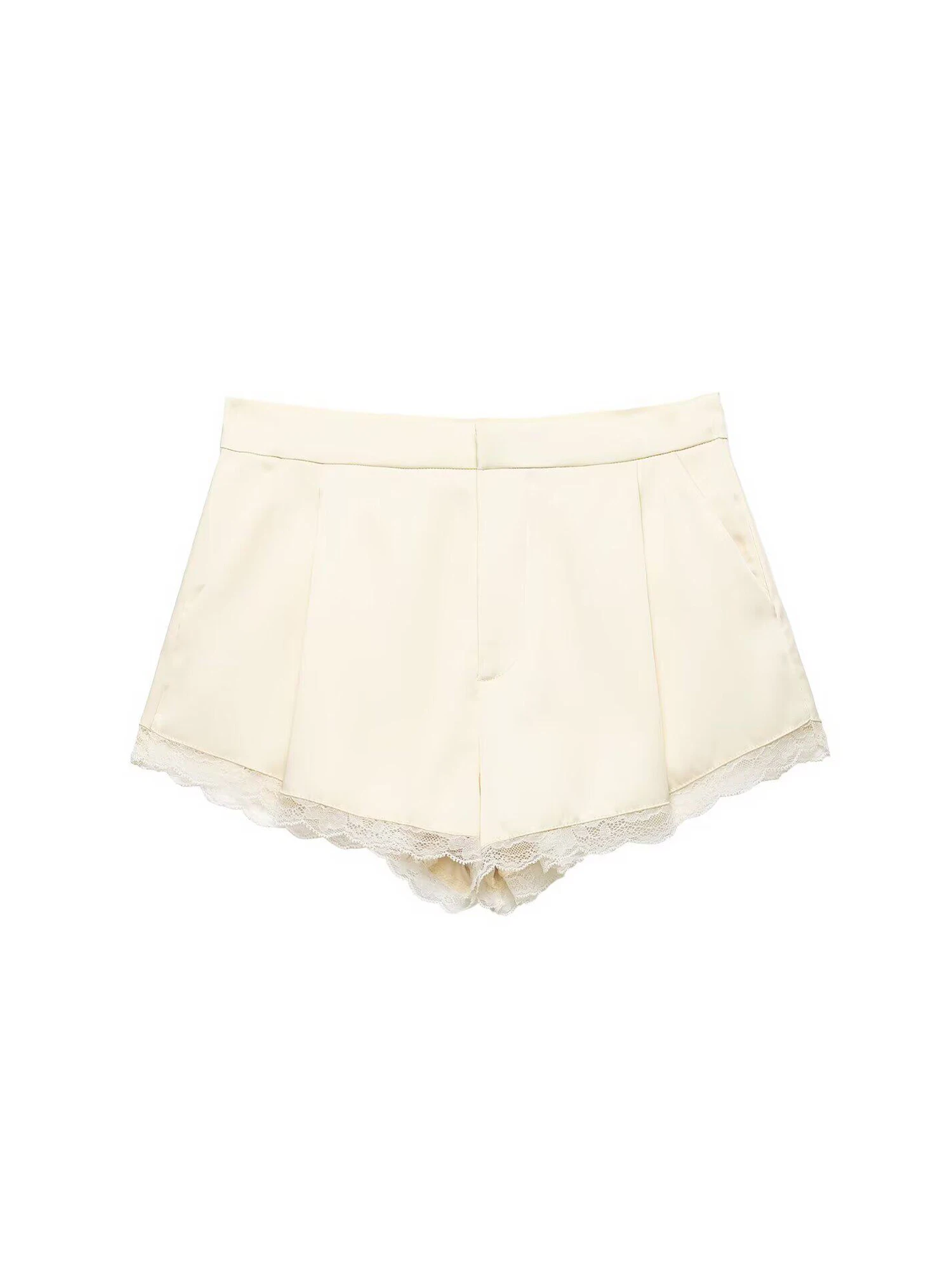 Women Apricot Shorts Vintage 2000s Y2k Gyaru Lace Patchwork A-Line Micro Shorts High Waist Hot Pants Shorts Summer Clothes 2026