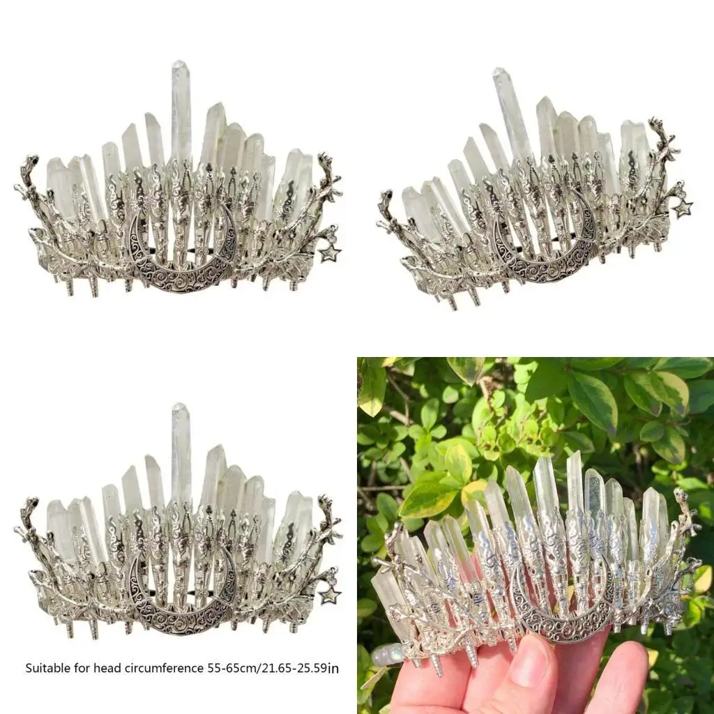 

R1WE Crystal Crown for Head Accessory Gothic Baroque Vintage Headwear for Wome