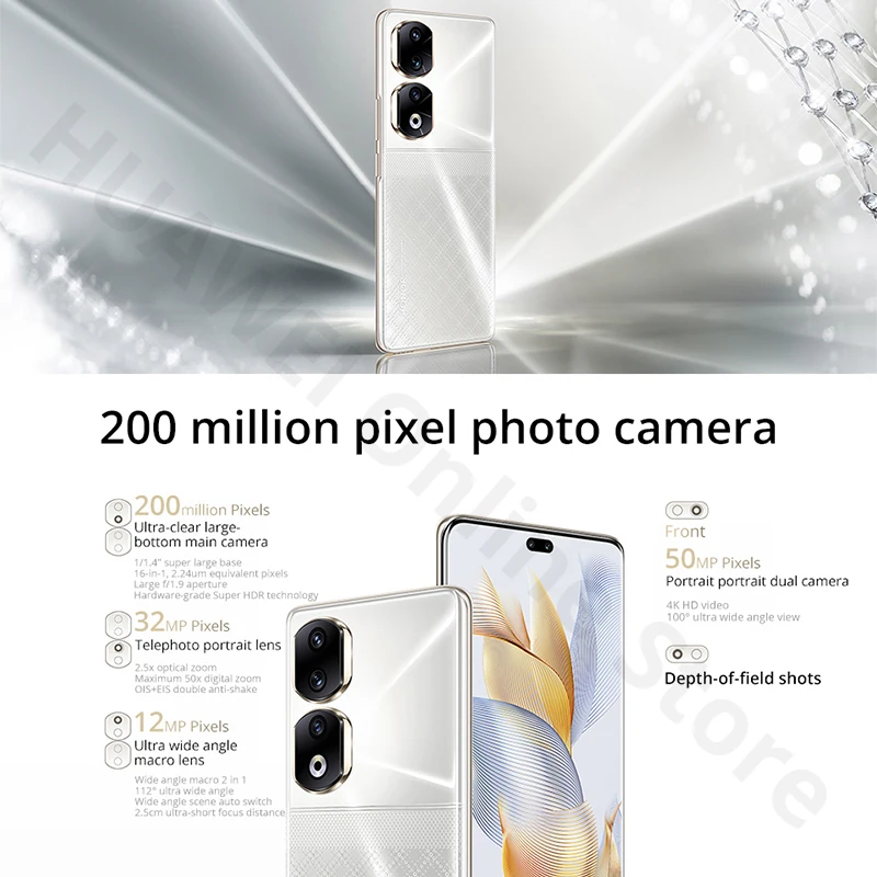 NEW Honor 90 Pro 5G Mobile Phone 16GB 512GB 6.78" 120Hz Screen Snapdragon 8+ Gen 1 200MP Camera 5000mAh Battery NFC Google Play