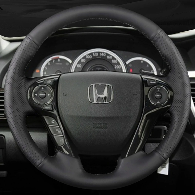 Custom Car Steering Wheel Braid Cover Genuine Leather 100% Fit For Honda Accord 9 2013 2014 2015 2016 2017 Crosstour 2013-2015