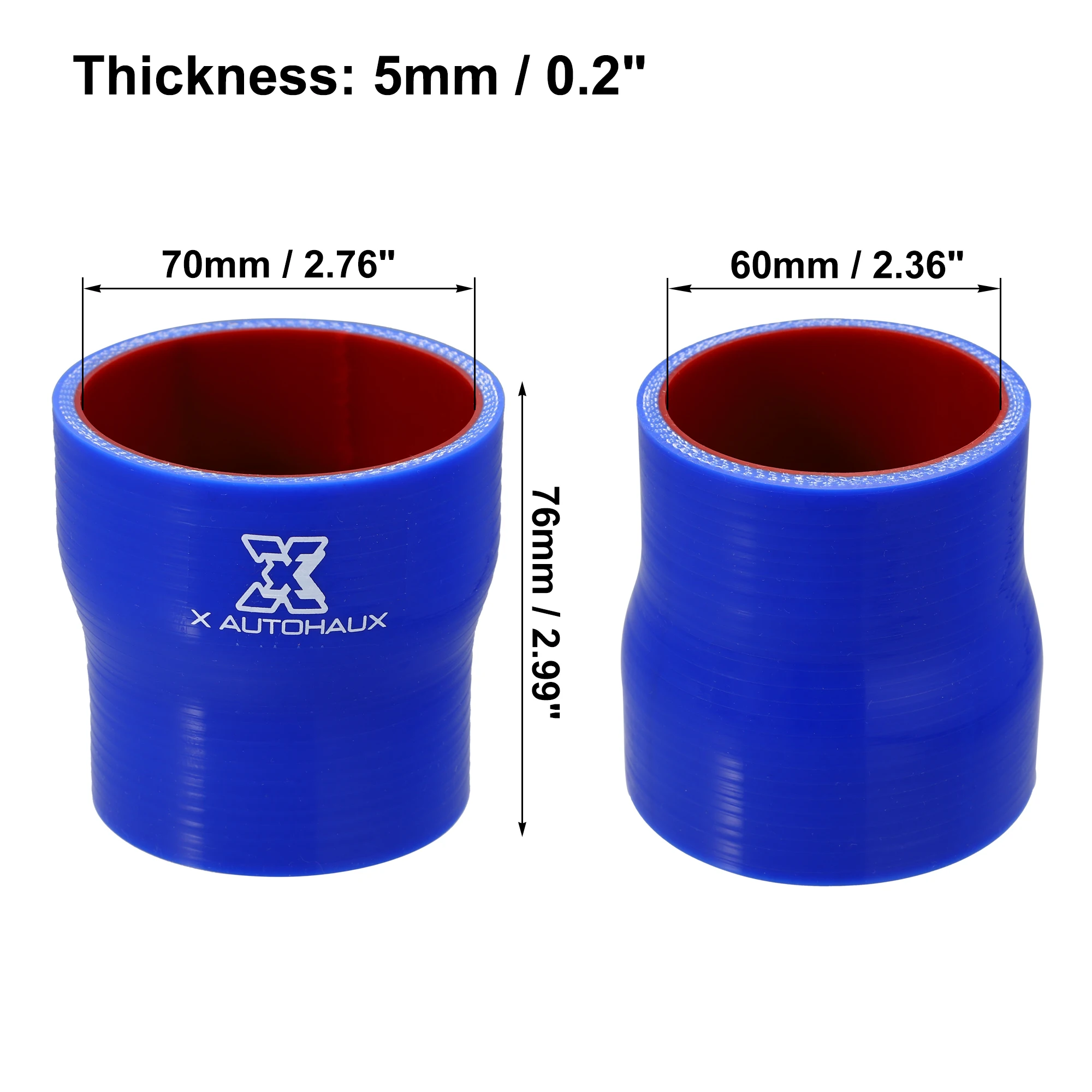 UXCELL 45–76 mm 45–63 mm 45–70 mm 45–57 mm 60–76 mm 70–76 mm Innendurchmesser Silikonschlauchkupplung Ladeluftkühlerrohr für Auto 76 mm