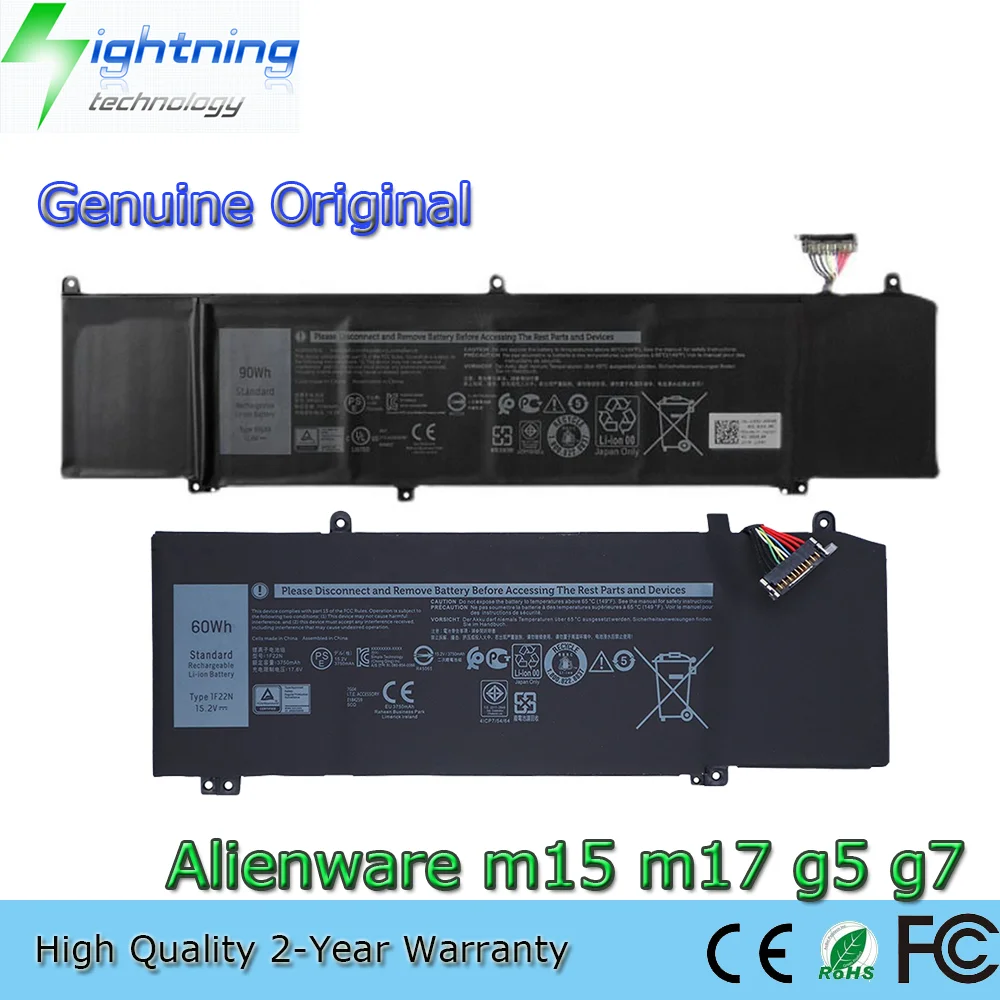 New Battery 1F22N XRGXX Genuine Original for Dell Alienware 2018 orion M15 M17 G5 5590 G7 7590 7790 Series