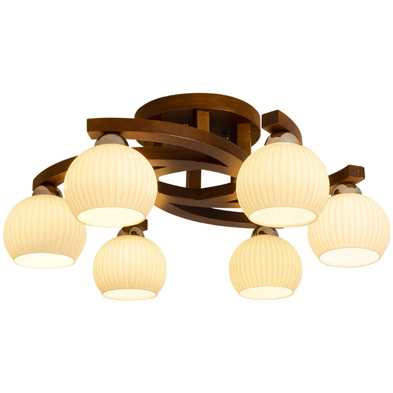 

Medieval style living room main light, new Chinese style retro ceiling light, Japanese style wabi sandy wind walnut color