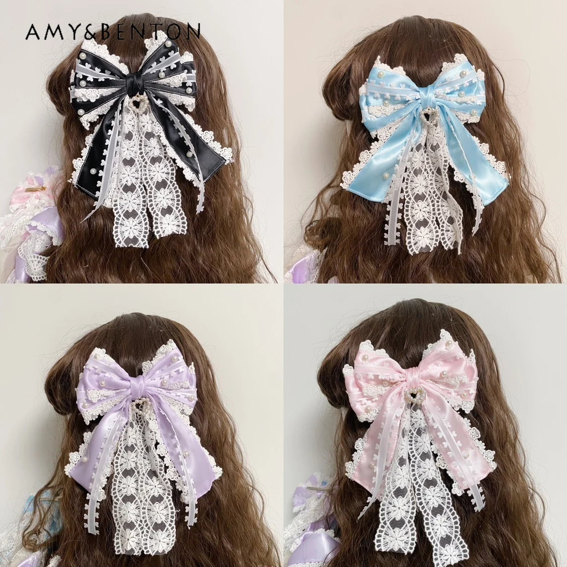 

Original Japanese Style Sweet Cute Bow Hair Clips for Women Lolita Girl Hair Accessories All-Match Kawaii Hair Bows Students