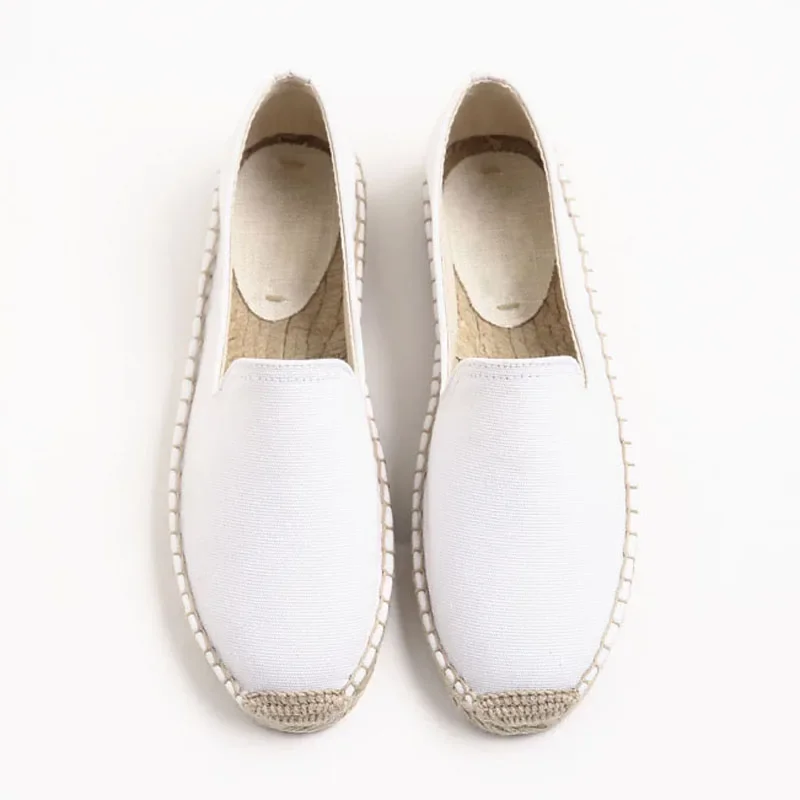 2024 Spring Summer Canvas Flat Espadrilles Women Flats Slip on Casual Beach Shoes Hand-made Hemp Sole Flat Platform Shoes