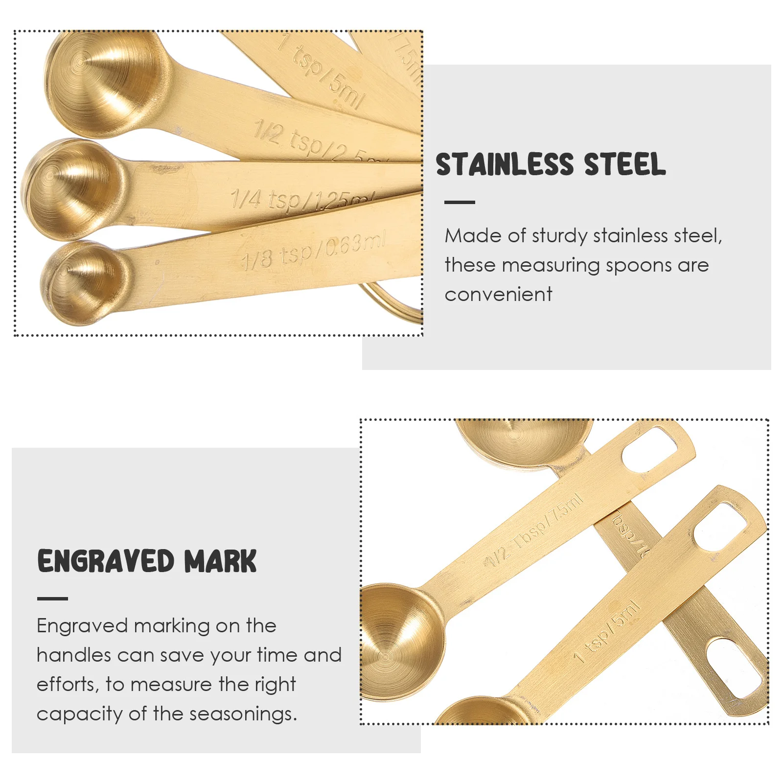 

6Pcs Stainless Steel Measuring Spoons Set Ergonomic Handle Long Measuring Spoons for Coffee Tea Sugar Seasonings Kitchen Baking