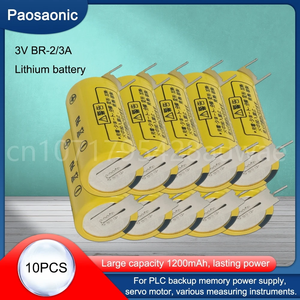 

10PCS BR-2/3A 3V 1600mAh CR17335 PLC Lithium Batteries with Plug for Mitsubishi Industrial Battery Long Lasting Band Needle