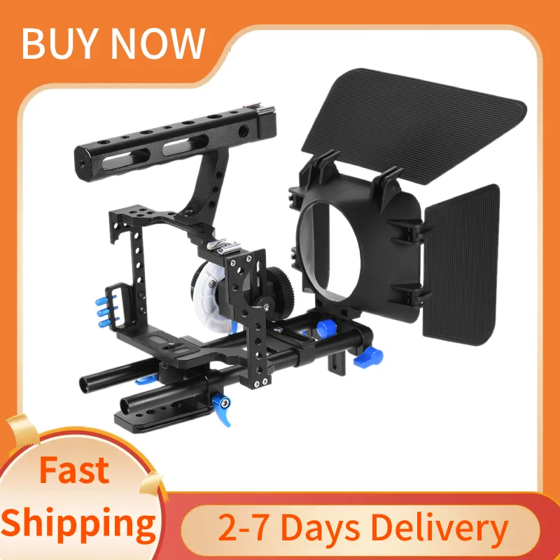 Andoer C500 Алюминиевая клетка для камеры Комплект установки для видеокамеры Sony DSLR с матовой коробкой Follow Focus Ручка стержня 15 мм