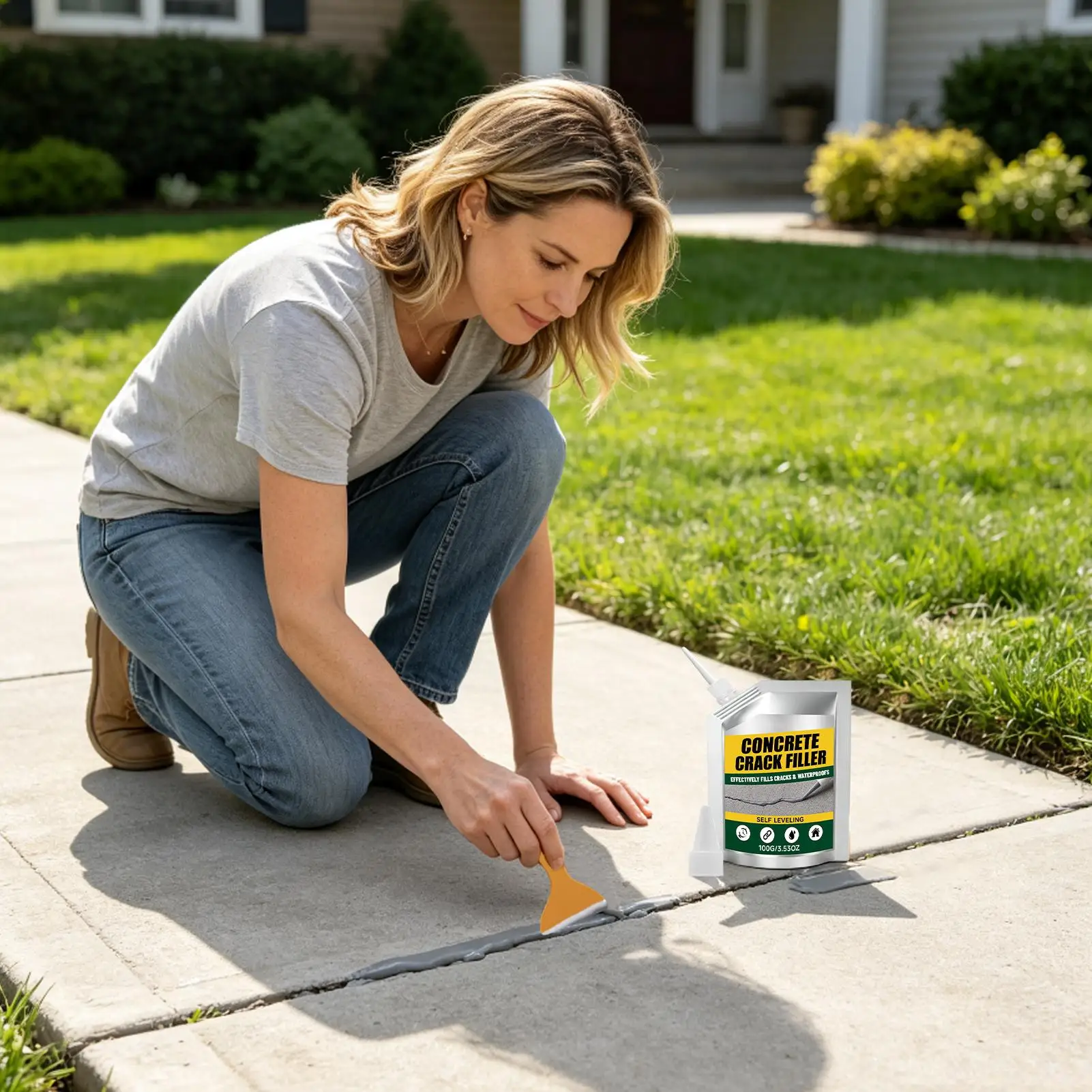 100g Crack Filler Concrete Repair Self-leveling Cement Sealant Concrete Hole Filler Masonry Gap Filler for Wall Driveway Floor