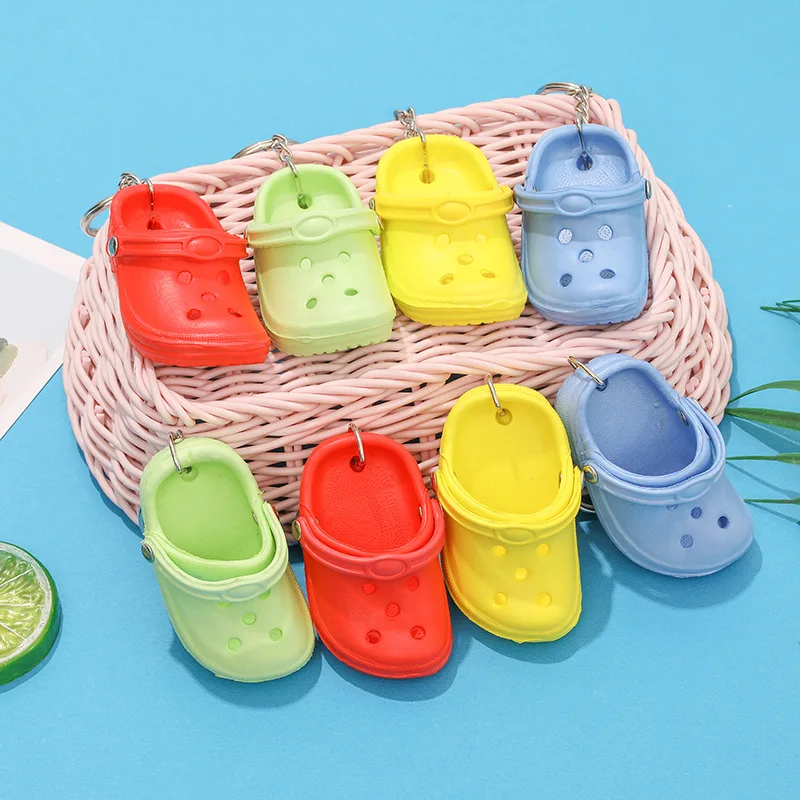 1PCS 3D Mini 7.5cm EVA Beach Hole Little Croc Shoe Keychain Bag Accessories Decoration Keyring Car Handbag Key Chain Charms