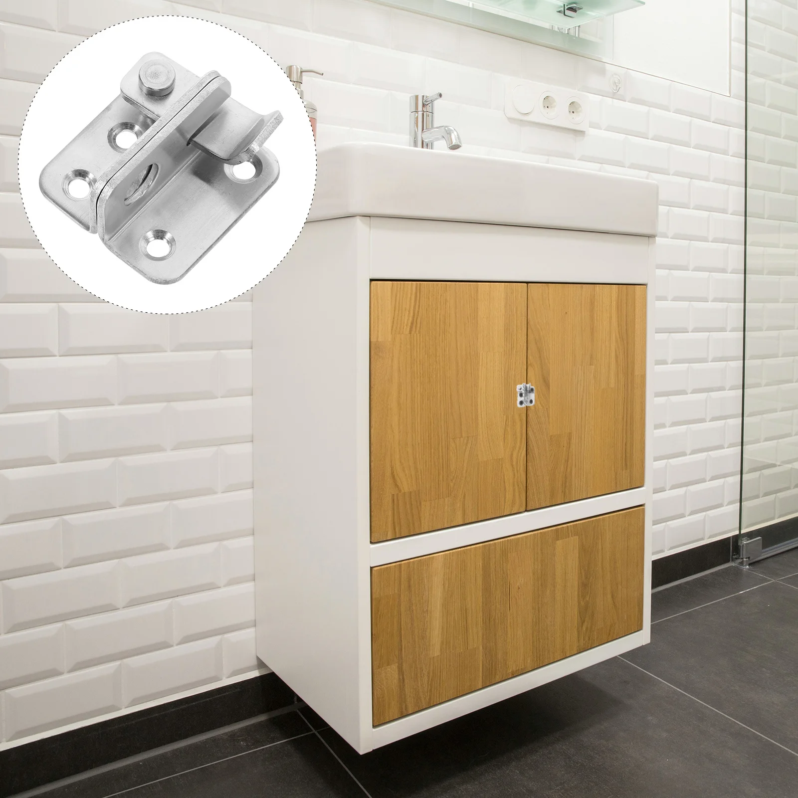 

2Pcs Door Latch Stainless Steel Rust-Proof Wear-Resistant Safety Lock for Wooden Doors Windows Household Security Anti-Theft