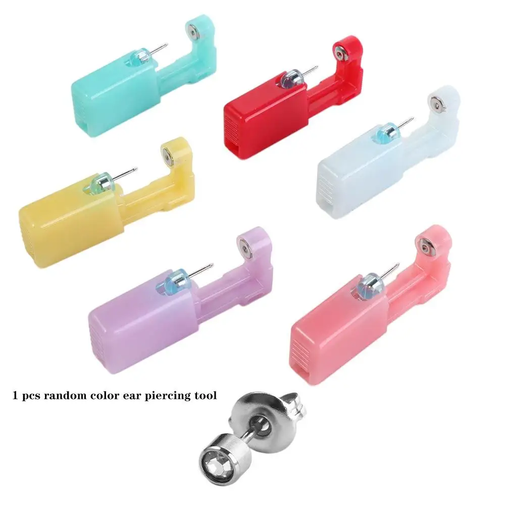 

With Ear Studs Sterile Nose Tragus No Pain Earring Piercer Machine Steel Disposable Nose Ear Piercing Tool Helix Piercing