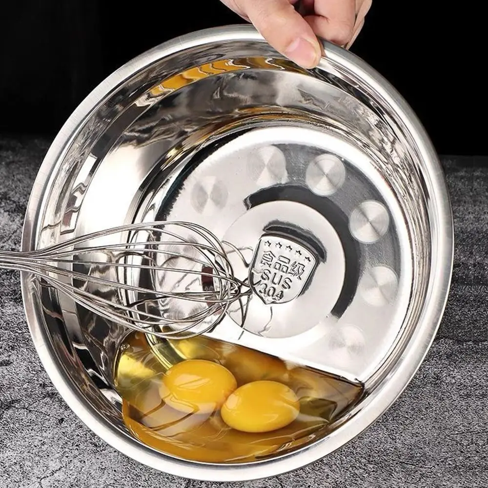 

New Round 304 Stainless Steel Bowls Thicken Multiple Sizes Prep Bowls Serving Bowls