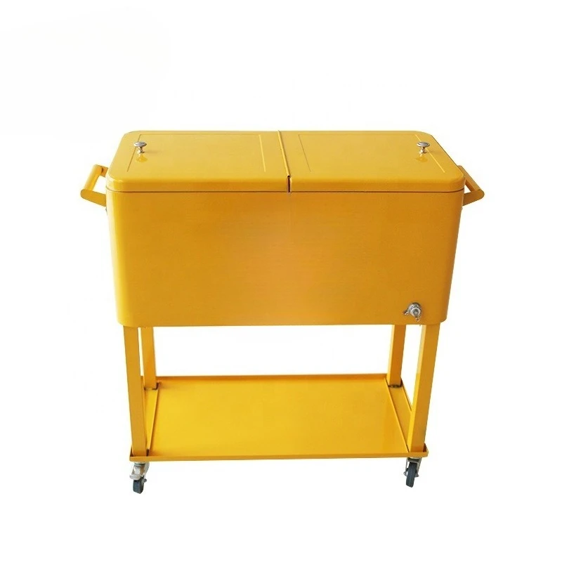 

Yard Outdoor Cooling Car Metal Rolling Cooler Beverage Case with Wheels