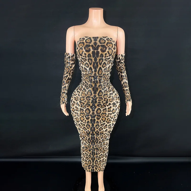 

High-end Sexy Leopard Print Tube Top Hip Dress Slim Fit And Thin Backless Temperament Spice Girl Designer Luxury Evening Dresses