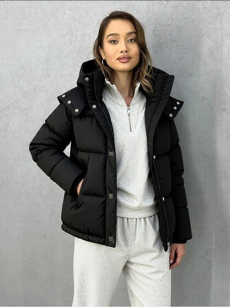 Lässige Damenjacke mit Kapuze, schlank, volle Ärmel, Reißverschluss, Allgleiches, weibliche Mäntel, 2025, Herbst-Winter-Mode, neu in Oberbekleidung für Damen