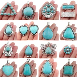 ZXZ 2pcs Tibetan Silver Large Square Shape With Imitation Stone Charms Pendants for Necklace Jewelry Making Accessories 35x35mm