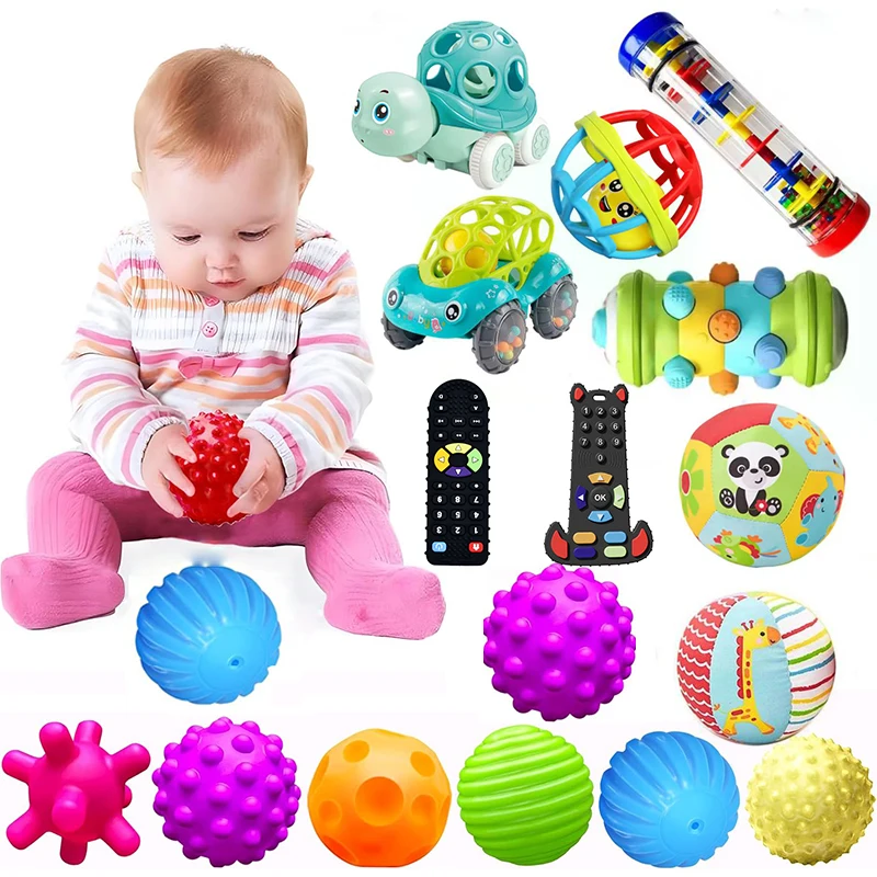 Baby Development Toys 0 6 12 Months Sensory Baby Teether Rattle Ball Educational Baby Toys Soft Teething Toys Games For Babies