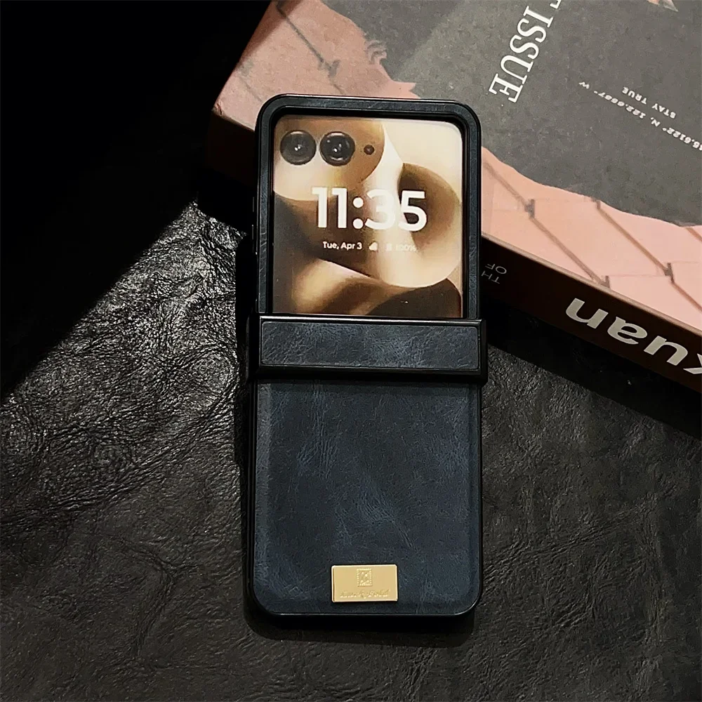 الراقية عادي الجلود هارد شل فليب قضية الهاتف لسامسونج غالاكسي Z فليب 7 6 5 4 3 5G الأعمال للصدمات المفصلي غطاء وقائي