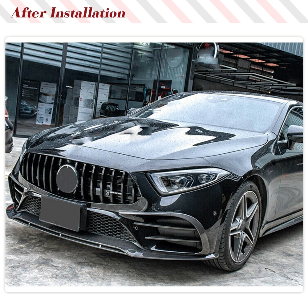Carbon Fiber Car Front Bumper Canards For Mercedes Benz C257 CLS400 CLS550 Sedan 2018-2021 Carbon Front Bumper Splitter Fins