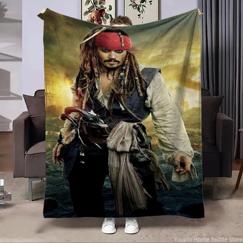 Disney Pirates of the Caribbean Flannel Throw Blanket for Sofa Home Bedroom Office Travel Cover Blanket Kids Warm Soft Baby Gift