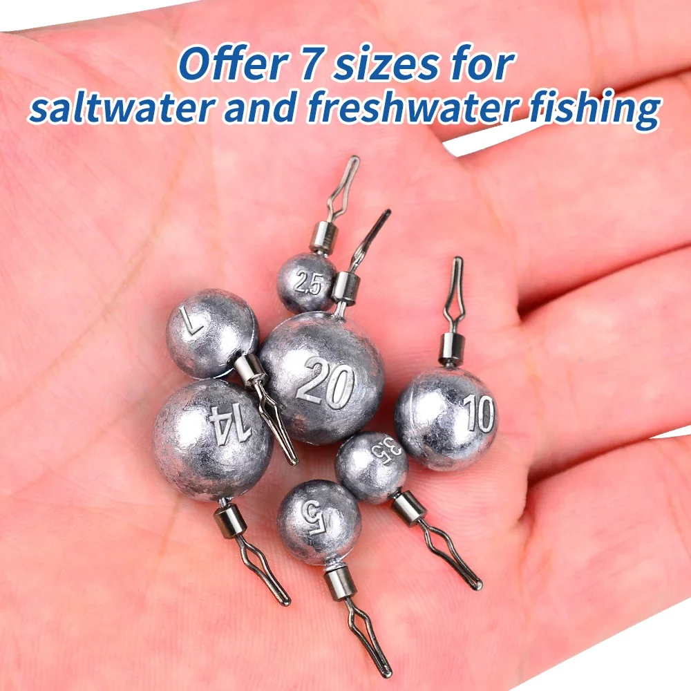 PROBEROS 50 stücke 2,5-20g Runde Blei Platinen Schwenk Auge Angeln Gewichte Langguss Sinking Angelgerät zubehör Großhandel – Detail 6