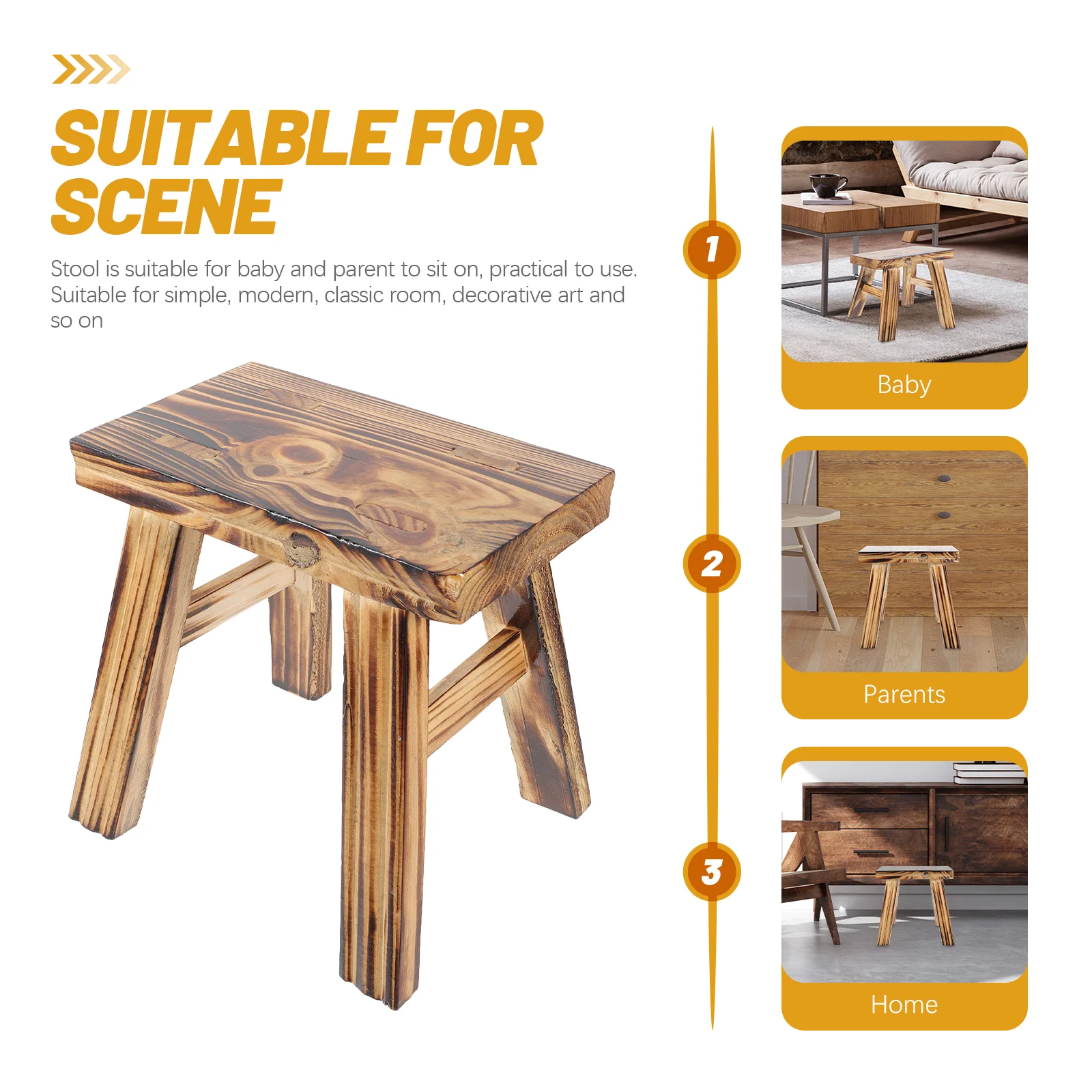 Solid Wood Stool Practical Multi-purpose Small Mini Wooden Foot Step for Adults