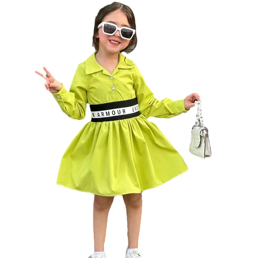 Toddler Baby Girls Casual Dresses Clothes Kids Long Sleeve Elegant Shirt Party Dress Children\'s Spring Autumn Dresses Clothing