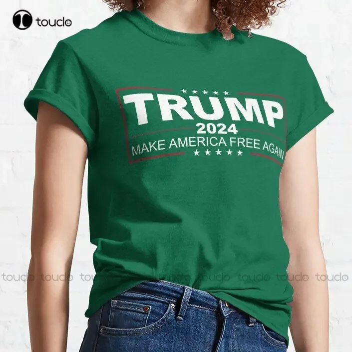 Trump 2024 Make America Free Again Classic T-Shirt Black Shirts For Men Cotton Outdoor Simple Vintage Casual Tee Shirts Xs-5Xl