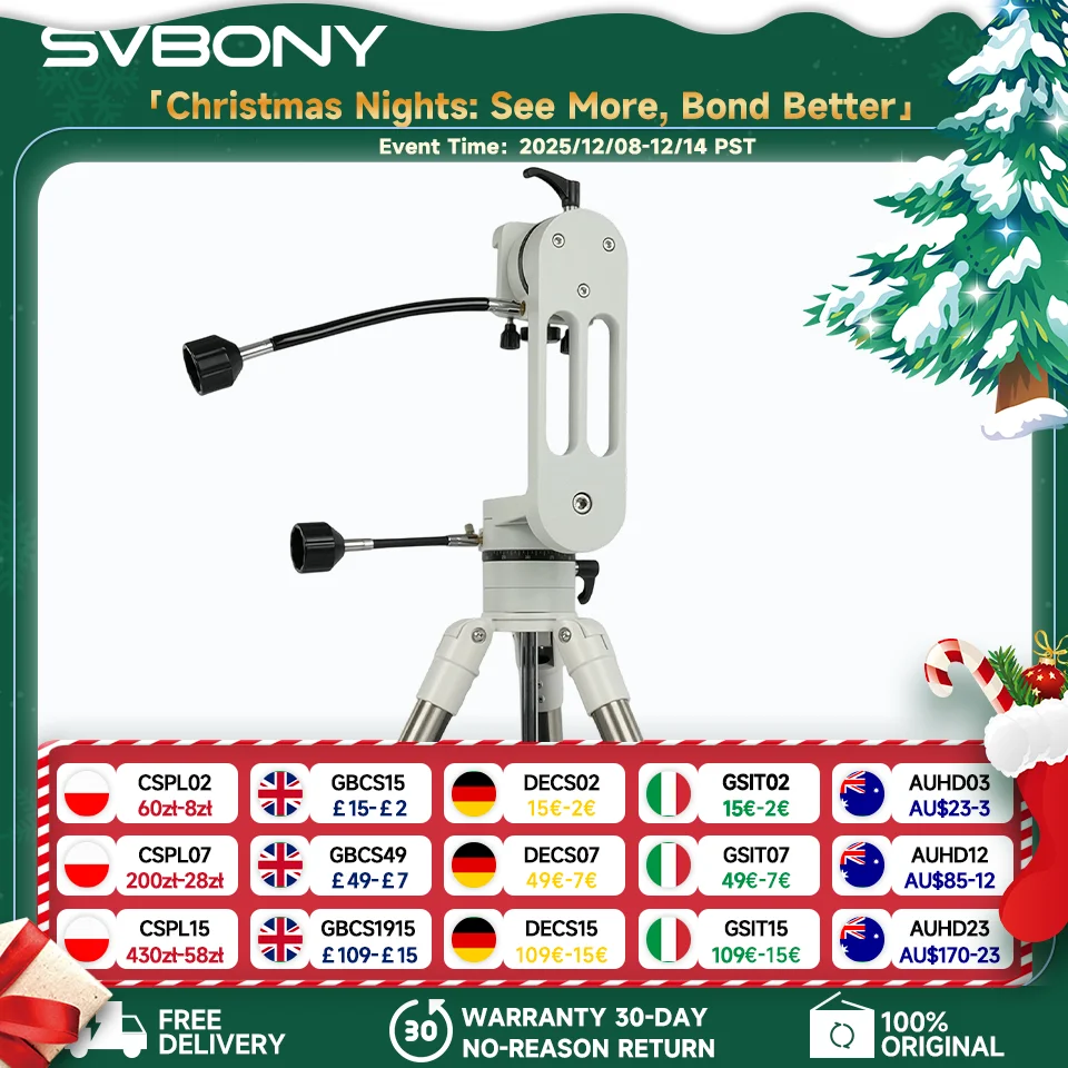 Suporte Alt-Azimute de ângulo ajustável SVBONY SV225, estrutura oca CNC, suporte altazimute de telescópio com mudança de ajuste fino, acessórios de telescópio com engrenagem de velocidade variável