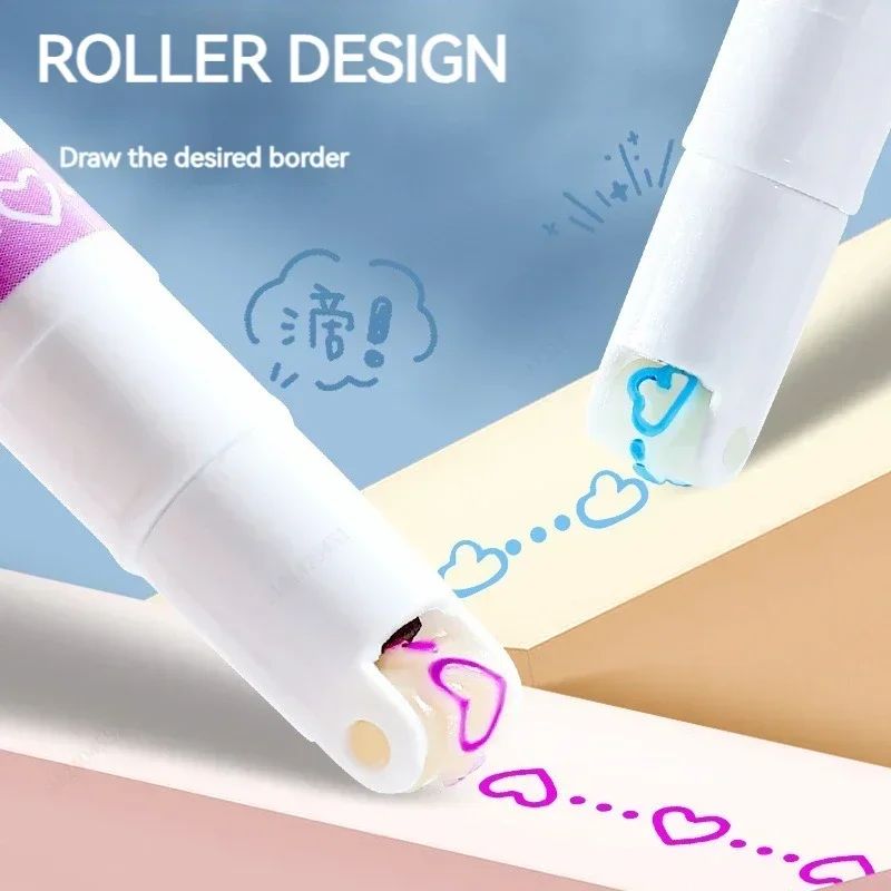 6Pcs/Set Flower Line Shape Highlighter Pen Roller Tip Curve Liner Marker Kawaii Korean Stationery School Office Supplies Gifts