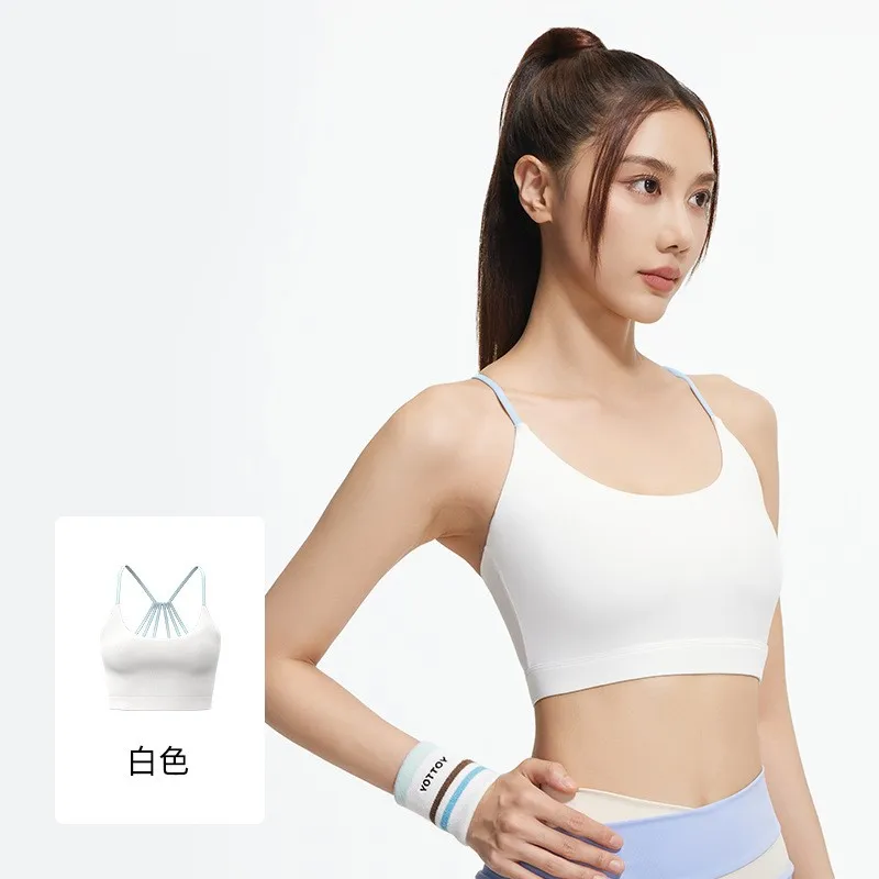 

Gym Sport Bra Outdoor Jogging Leisure Camisole High Elasticity Sports Bra With Chest Pad Yoga Fitness Thin Quakeproof Tank Tops