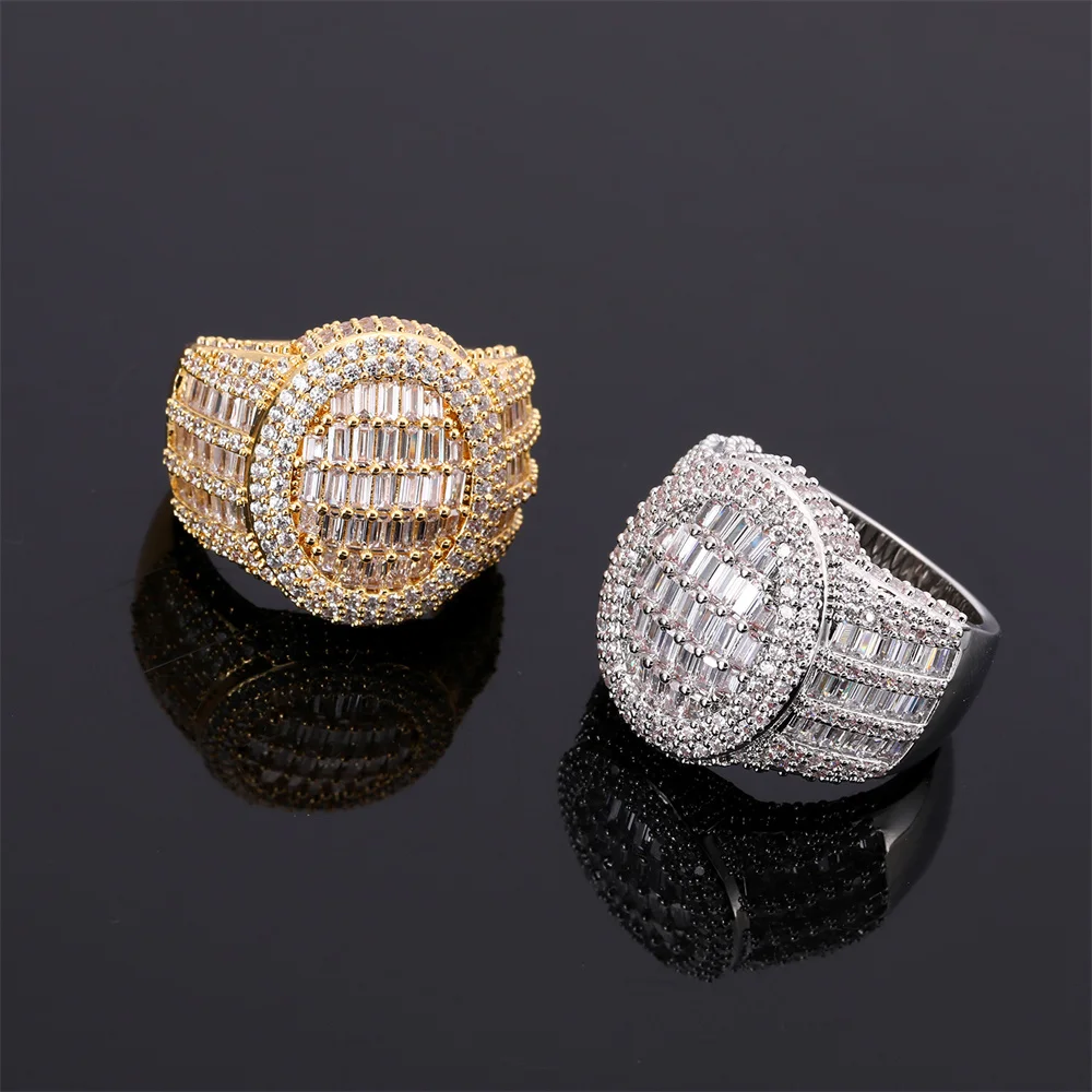

Прямоугольное кольцо с микроинкрустацией цирконом, винтажный дизайн диска, легкие роскошные мужские модные ювелирные изделия в стиле хип-хоп