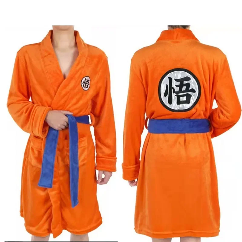 Anime Son Goku Cosplay Bathrobe Kakarotto Pajamas Winter Keep Warm Soft Flannel Bathrobe for Women Men Evening Sleep Clothes