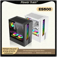 Power Train ES500 Gaming PC Case – mATX / ATX / ITX, Transparent Side Panel, RGB Light Strip