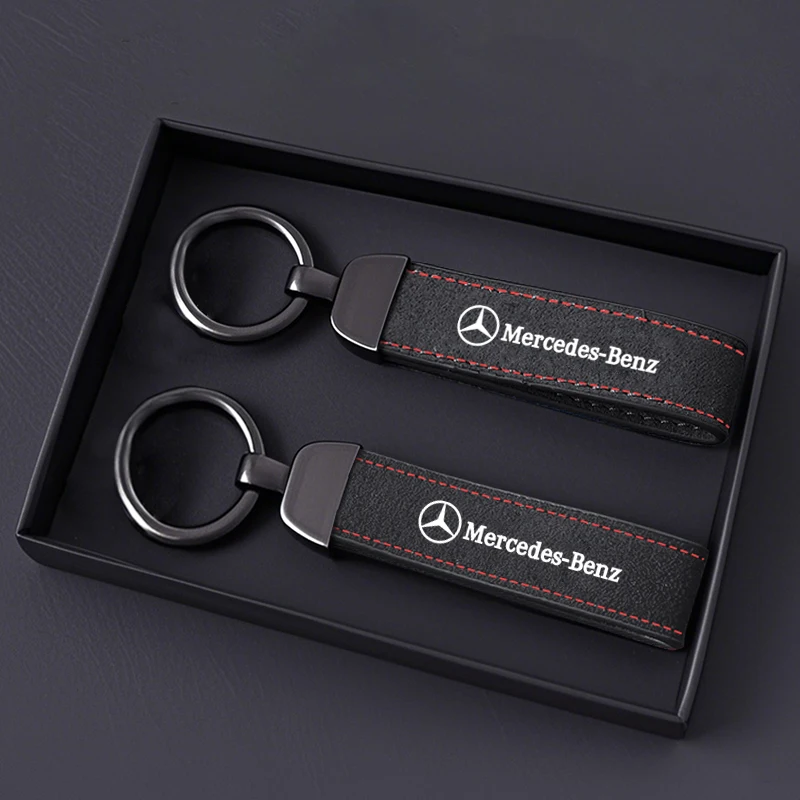 Portachiavi in Pelle Scamosciata di Alta Qualità per Mercedes Benz AMG W204 W205 W203 W211 W212 W213 W201 W210, Accessorio per Chiavi Auto