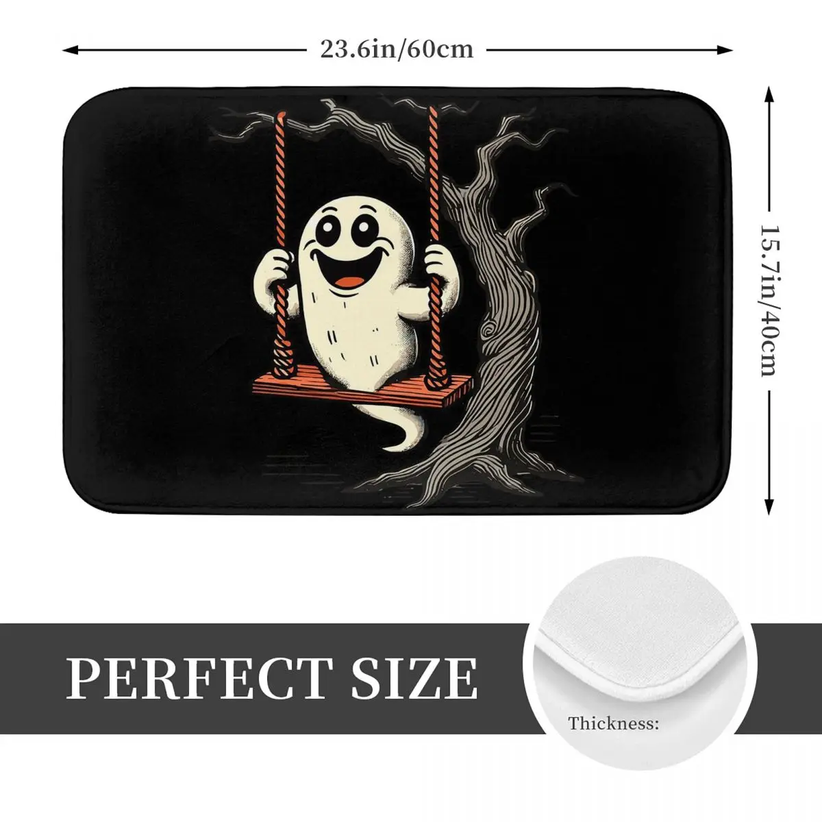 Swing Ghost Funny Halloween Non-slip Doormat Floor Mat Carpet Rug for Kitchen Entrance Home Bathroom Living room Footpad Mats