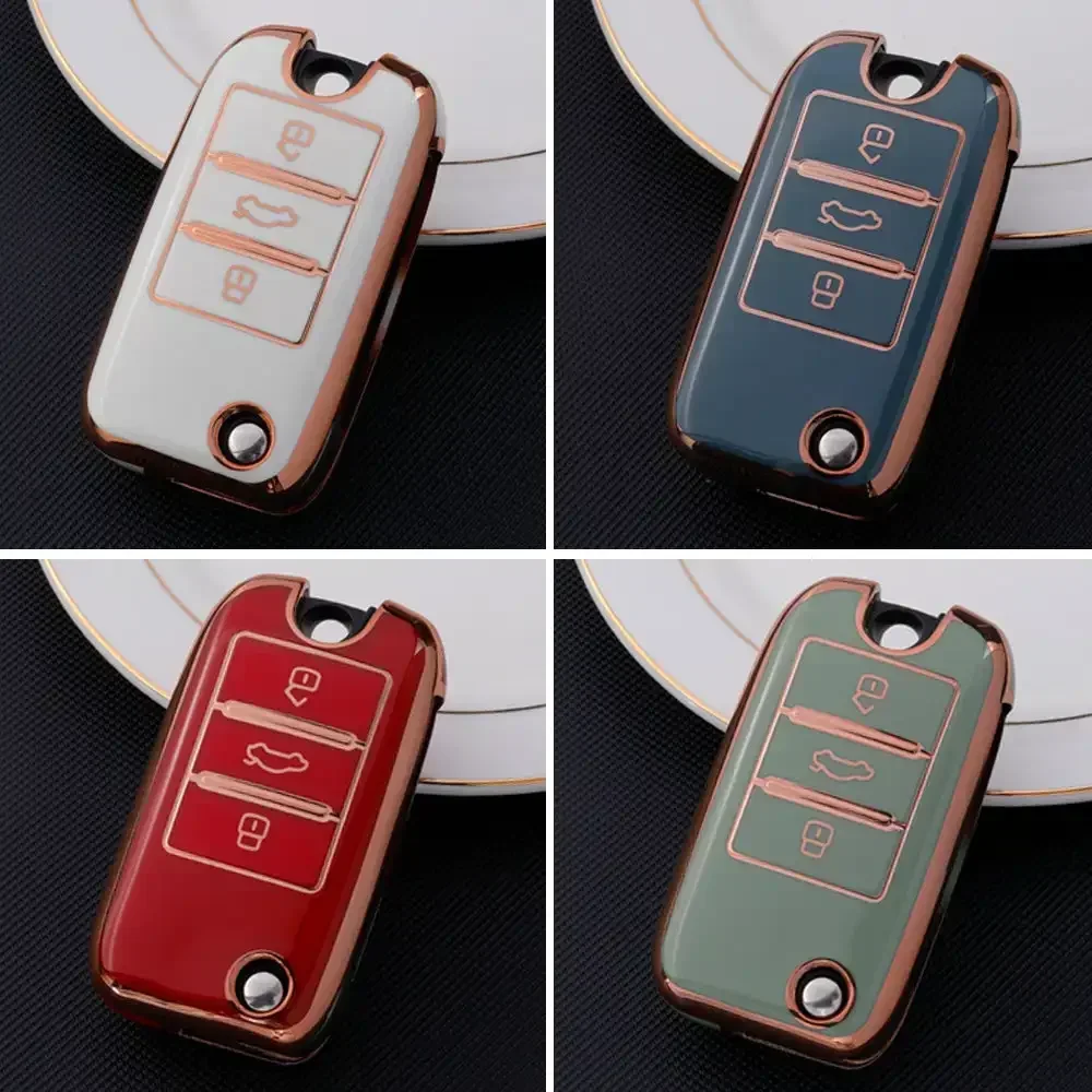 Soft TPU Car Flip Key Case Cover Bag Shell Protector Keychain Accessories for Roewe RX5 MG3 MG5 MG6 MG7 MG ZS GT GS 350 360 750