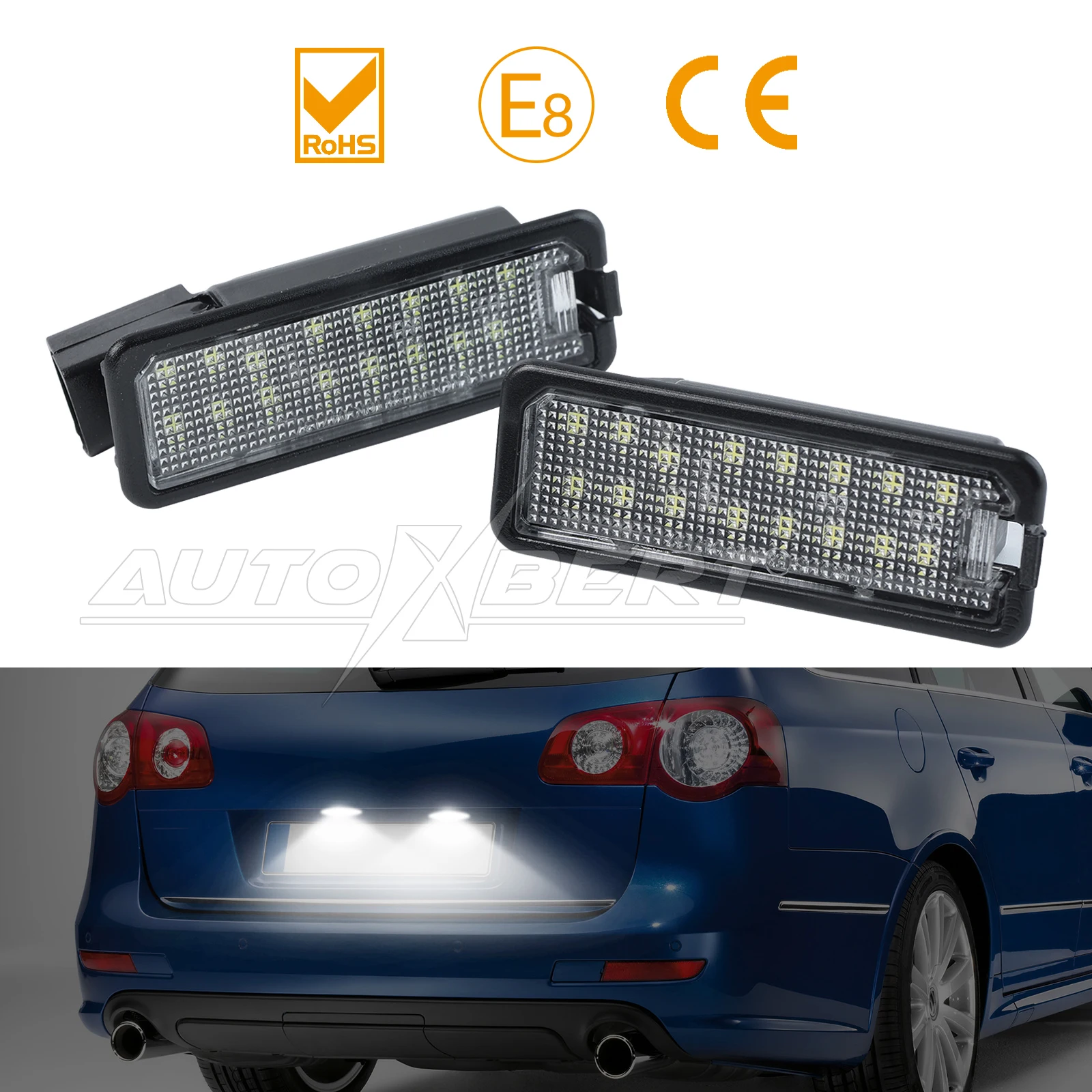 2pcs For VW Golf MK4 98-02 MK5 03-08 MK6 08-12 Passat 3C B7 10-14 Canbus Error Free License Number Plate Lights Lamps White LED image 6