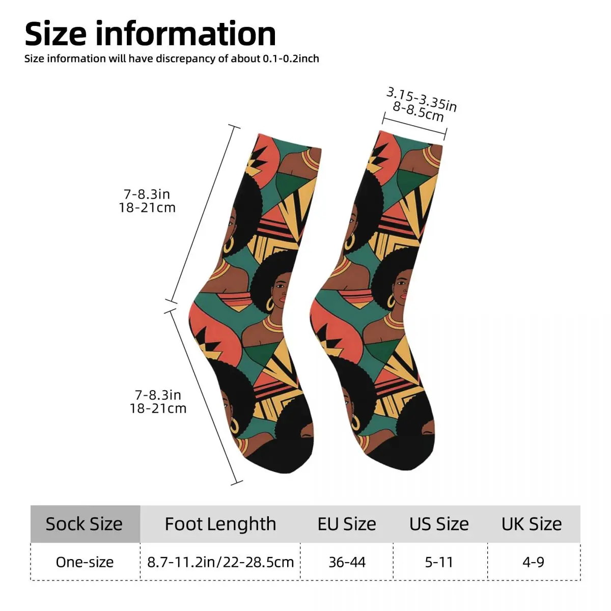 All Seasons Crew Stockings Design Of Elegant African American Women Socks Casual Long Socks for Men Women Valentine's Day Gifts