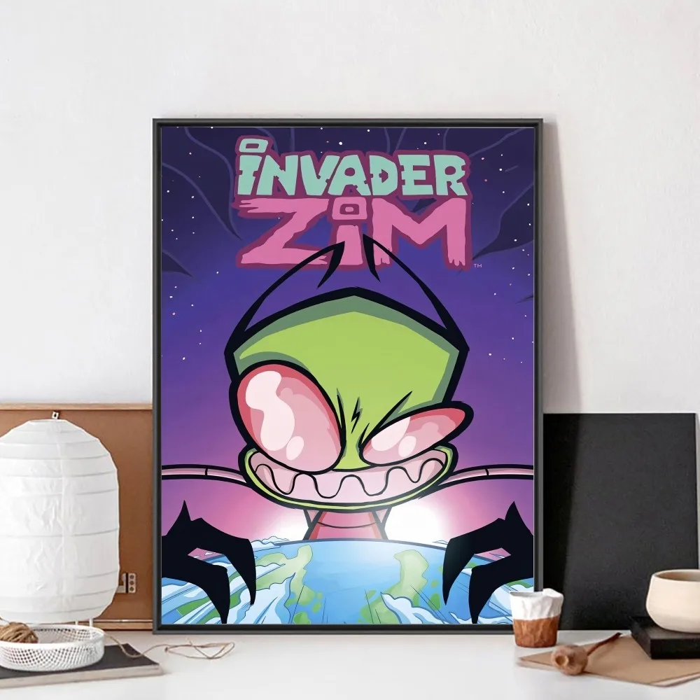 Invader Z-Zim Cartoon Poster No Framed Poster Kraft Club Bar Paper Vintage Poster Wall Art Painting Bedroom Study Stickers