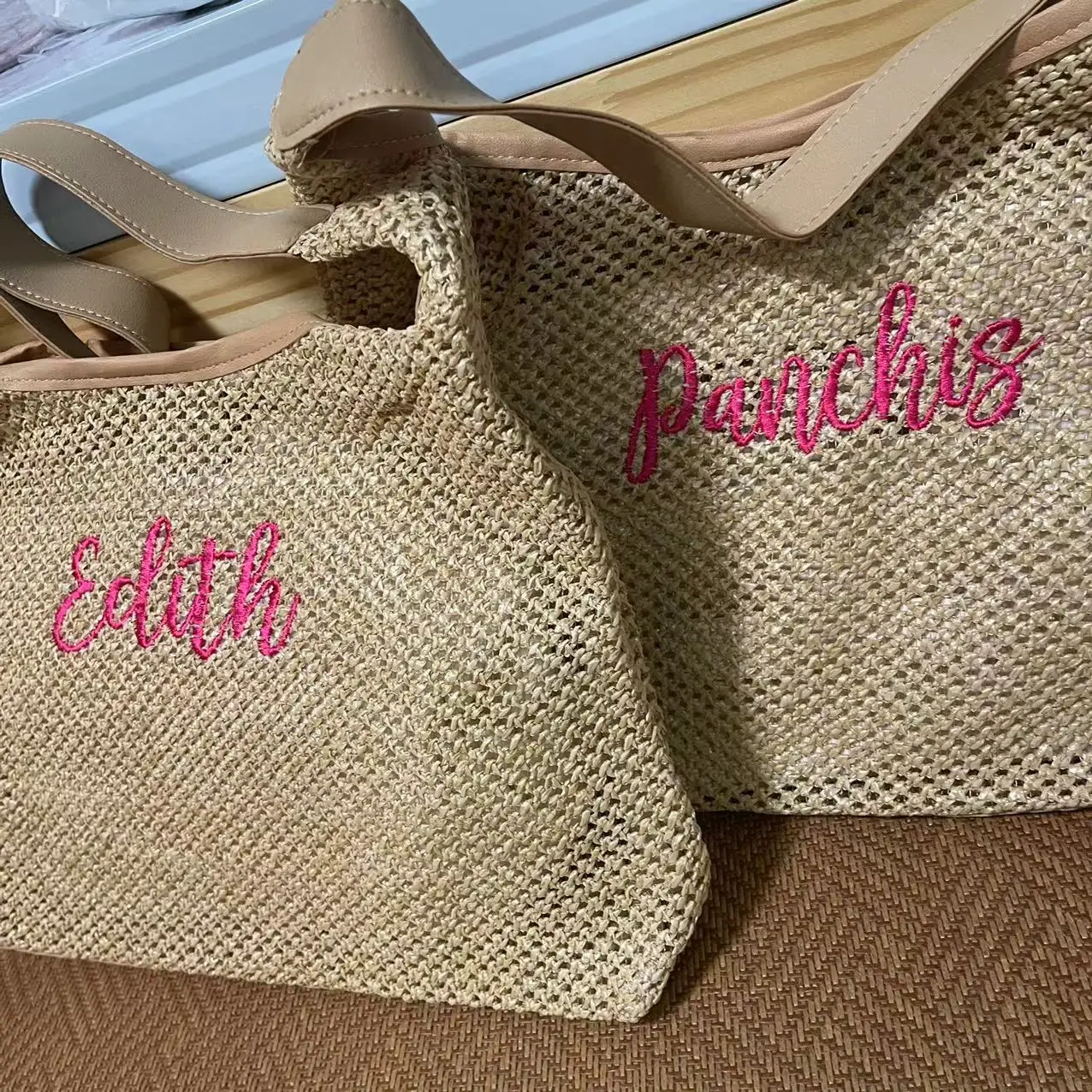 Custom Embroidered Name Linen Bags Women Small Size Jute Tote Bag Mini Outdoor Shopping Handbags Personalized Gift Bag with Name