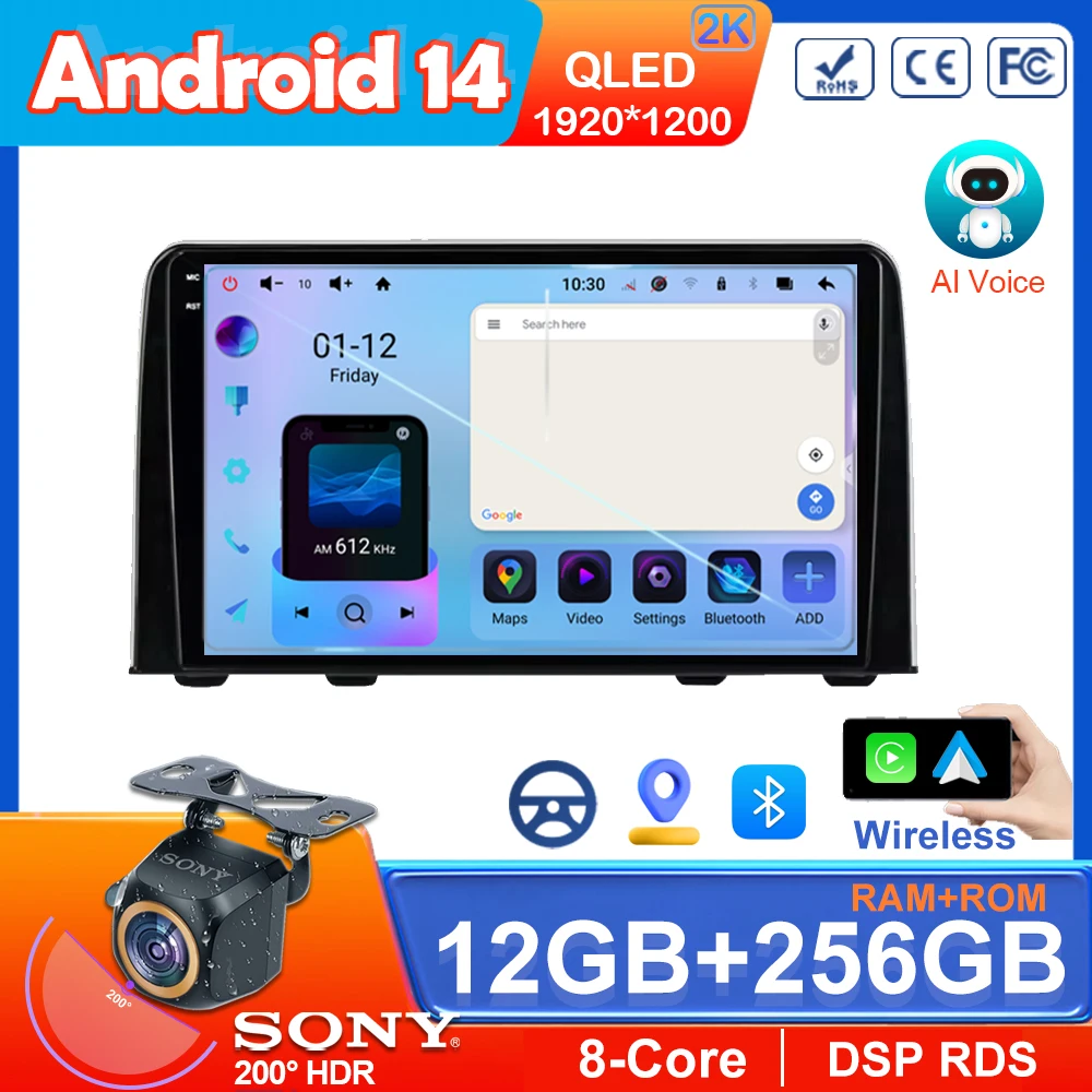 

7862 Android 14 For Honda CRV CR - V 5 RT RW 2016-2018 Car 5G Wifi Dvd Radio Stereo Multimedia Player GPS Navigation No 2din DVD