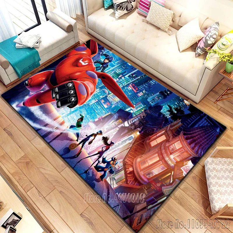 Disney Big Hero Cartoon-Teppich, 80 x 120 cm, Dekor für Badezimmer, Kinder-Bodenmatte, Wohnzimmer, Kinderzimmer, Sofa