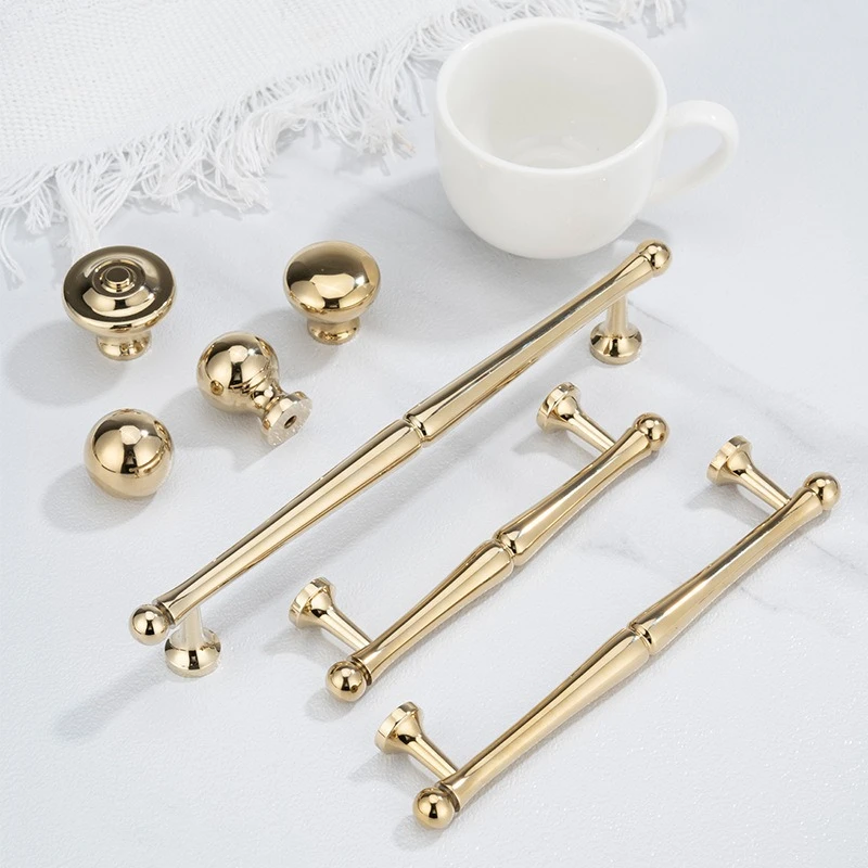 New Luxury French Shoe Cabinet Door Pulls Golden High-End Furniture Drawer Handles Brass Kitchen Cabinet Single-Hole Small Pulls
