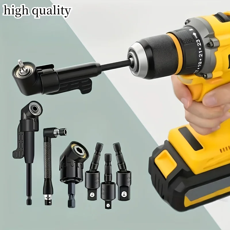 

6pcs Right Angle Drill Attachment Set with 360° Socket Adapters & 105° Angle Drill Adapters