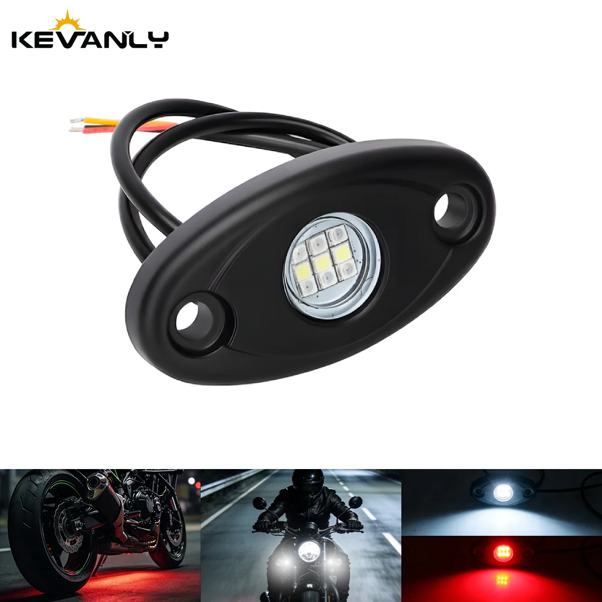 Feux décoratifs universels pour moto à LED, 9SMD, lumière blanche clignotante, feux de freinage rouges fixes, compatibles avec les camions et les SUV